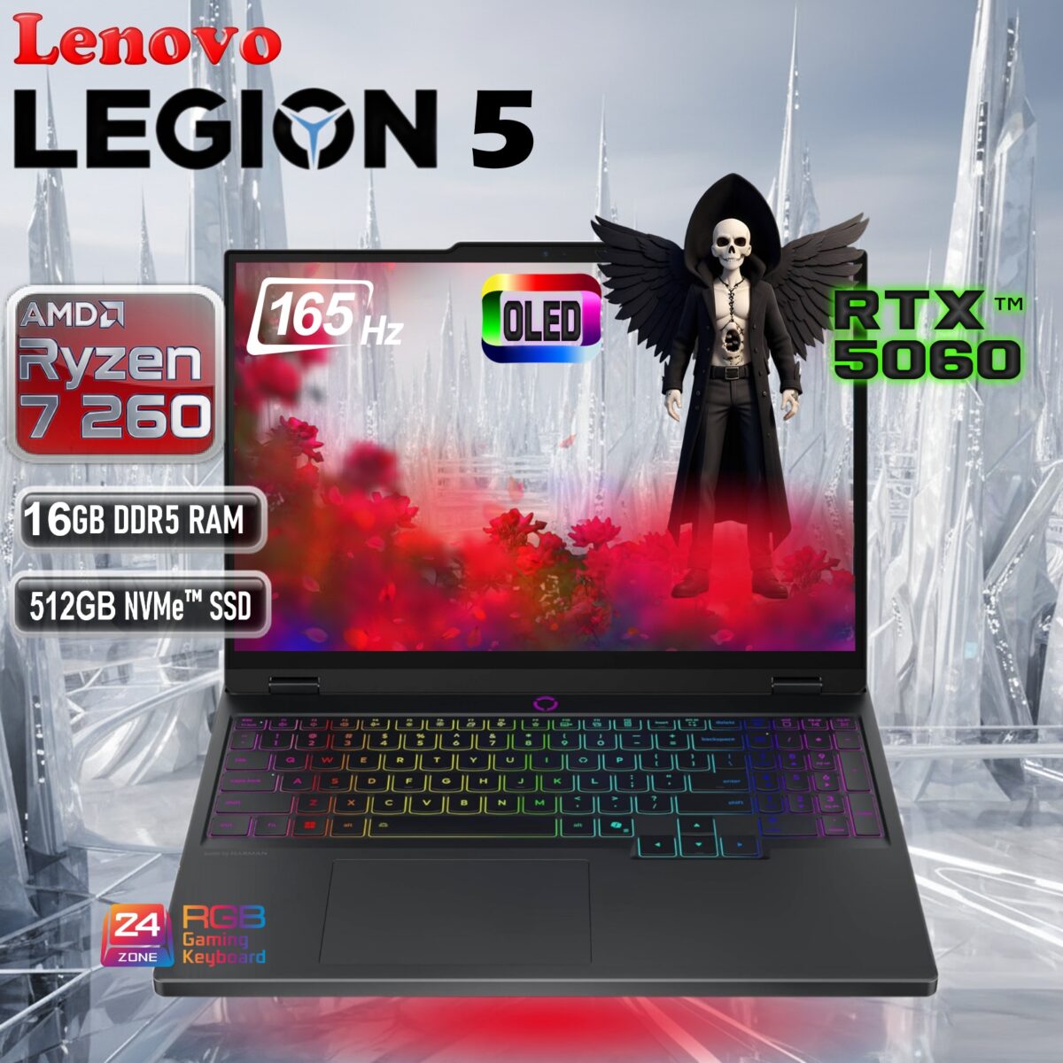 Lenovo Legion 5 15AHP10 Ryzen 7 RTX 5050 Gaming Laptop – 16GB RAM, 512GB SSD